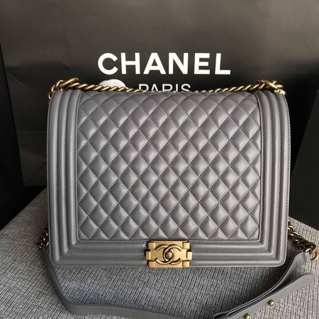 Boy Chanel Flap Shoulder Bag Grey Original Sheepskin Leather A67087 Gold Boy Chanel Flap Shoulder Bag Grey Original Sheepskin Leather A67087 Gold