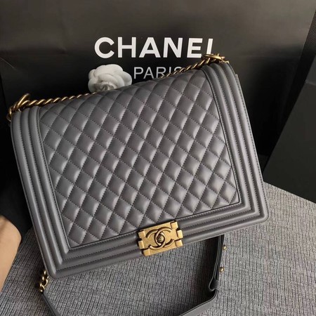 Boy Chanel Flap Shoulder Bag Grey Original Sheepskin Leather A67087 Gold Boy Chanel Flap Shoulder Bag Grey Original Sheepskin Leather A67087 Gold