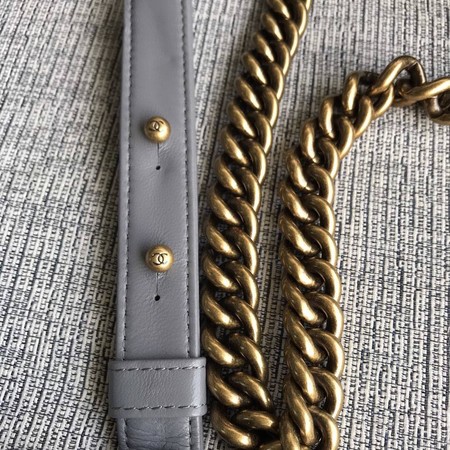 Boy Chanel Flap Shoulder Bag Grey Original Sheepskin Leather A67087 Gold Boy Chanel Flap Shoulder Bag Grey Original Sheepskin Leather A67087 Gold