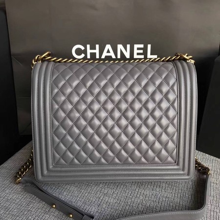 Boy Chanel Flap Shoulder Bag Grey Original Sheepskin Leather A67087 Gold Boy Chanel Flap Shoulder Bag Grey Original Sheepskin Leather A67087 Gold