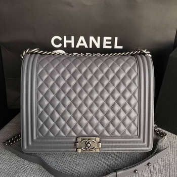 Boy Chanel Flap Shoulder Bag Grey Original Sheepskin Leather A67087 Silver Boy Chanel Flap Shoulder Bag Grey Original Sheepskin Leather A67087 Silver