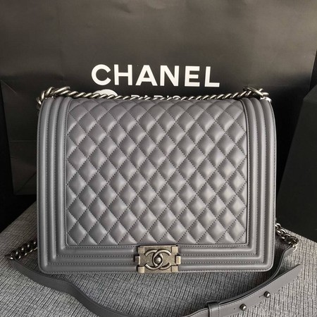 Boy Chanel Flap Shoulder Bag Grey Original Sheepskin Leather A67087 Silver Boy Chanel Flap Shoulder Bag Grey Original Sheepskin Leather A67087 Silver