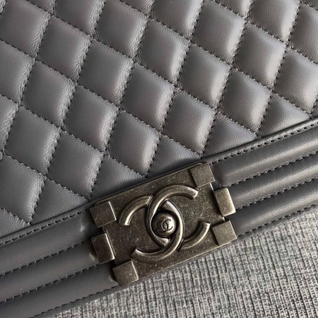 Boy Chanel Flap Shoulder Bag Grey Original Sheepskin Leather A67087 Silver Boy Chanel Flap Shoulder Bag Grey Original Sheepskin Leather A67087 Silver