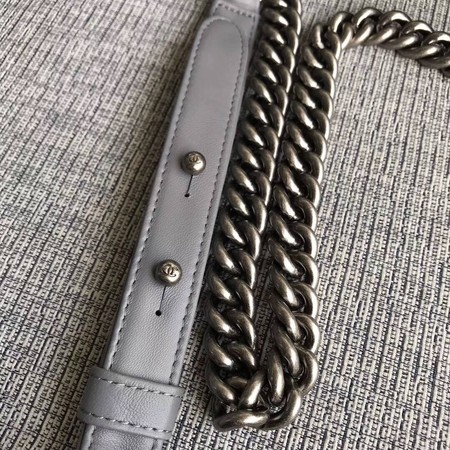 Boy Chanel Flap Shoulder Bag Grey Original Sheepskin Leather A67087 Silver Boy Chanel Flap Shoulder Bag Grey Original Sheepskin Leather A67087 Silver