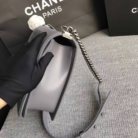 Boy Chanel Flap Shoulder Bag Grey Original Sheepskin Leather A67087 Silver Boy Chanel Flap Shoulder Bag Grey Original Sheepskin Leather A67087 Silver