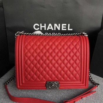 Boy Chanel Flap Shoulder Bag Red Original Cannage Pattern A67087 Silver Boy Chanel Flap Shoulder Bag Red Original Cannage Pattern A67087 Silver
