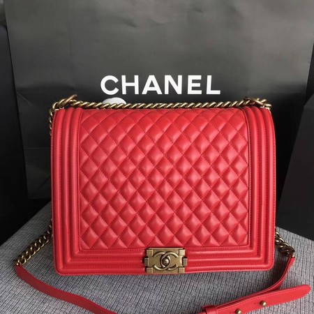 Boy Chanel Flap Shoulder Bag Red Original Sheepskin Leather A67087 Gold Boy Chanel Flap Shoulder Bag Red Original Sheepskin Leather A67087 Gold