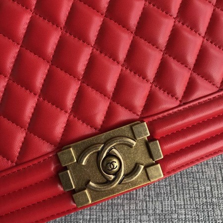 Boy Chanel Flap Shoulder Bag Red Original Sheepskin Leather A67087 Gold Boy Chanel Flap Shoulder Bag Red Original Sheepskin Leather A67087 Gold