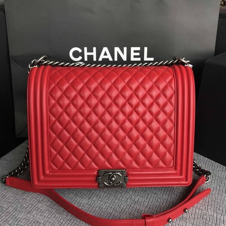 Boy Chanel Flap Shoulder Bag Red Original Sheepskin Leather A67087 Silver Boy Chanel Flap Shoulder Bag Red Original Sheepskin Leather A67087 Silver