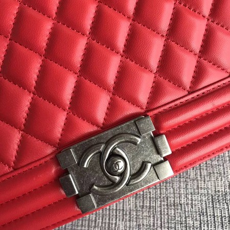 Boy Chanel Flap Shoulder Bag Red Original Sheepskin Leather A67087 Silver Boy Chanel Flap Shoulder Bag Red Original Sheepskin Leather A67087 Silver