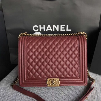 Boy Chanel Flap Shoulder Bag Wine Original Cannage Pattern A67087 Gold Boy Chanel Flap Shoulder Bag Wine Original Cannage Pattern A67087 Gold