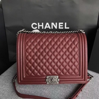 Boy Chanel Flap Shoulder Bag Wine Original Cannage Pattern A67087 Silver Boy Chanel Flap Shoulder Bag Wine Original Cannage Pattern A67087 Silver