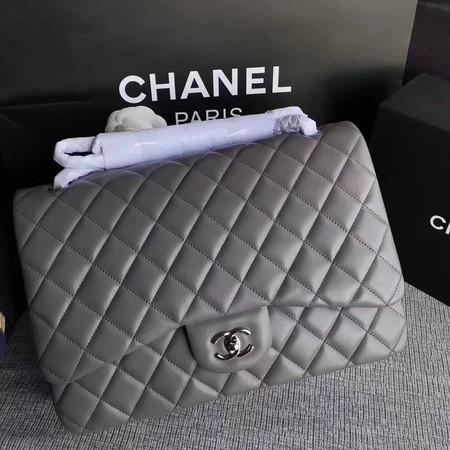 Chanel Maxi Quilted Classic Flap Bag Grey Sheepskin Leather A58601 Silver Chanel Maxi Quilted Classic Flap Bag Grey Sheepskin Leather A58601 Silver