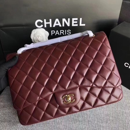Chanel Maxi Quilted Classic Flap Bag Wine Sheepskin Leather A58601 Gold Chanel Maxi Quilted Classic Flap Bag Wine Sheepskin Leather A58601 Gold