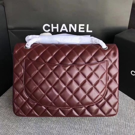 Chanel Maxi Quilted Classic Flap Bag Wine Sheepskin Leather A58601 Silver Chanel Maxi Quilted Classic Flap Bag Wine Sheepskin Leather A58601 Silver