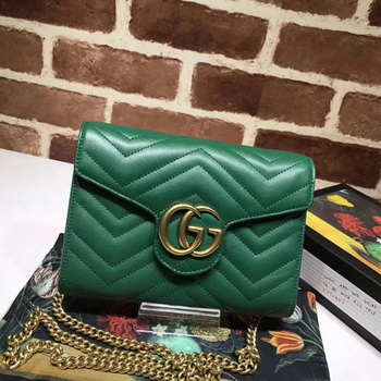 Gucci GG Marmont Matelasse mini Bag 474575 Green Gucci GG Marmont Matelasse mini Bag 474575 Green