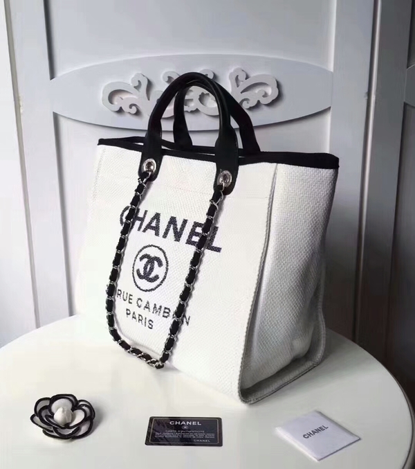 Chanel Medium Original Canvas Leather Tote Shopping Bag 66941C Chanel Medium Original Canvas Leather Tote Shopping Bag 66941C