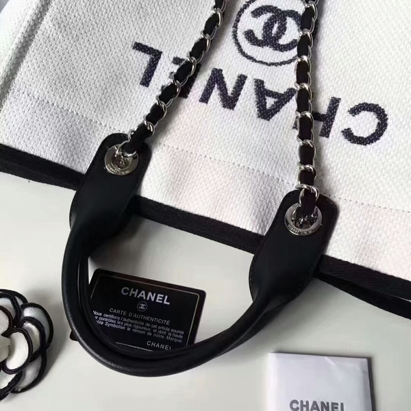 Chanel Medium Original Canvas Leather Tote Shopping Bag 66941C Chanel Medium Original Canvas Leather Tote Shopping Bag 66941C