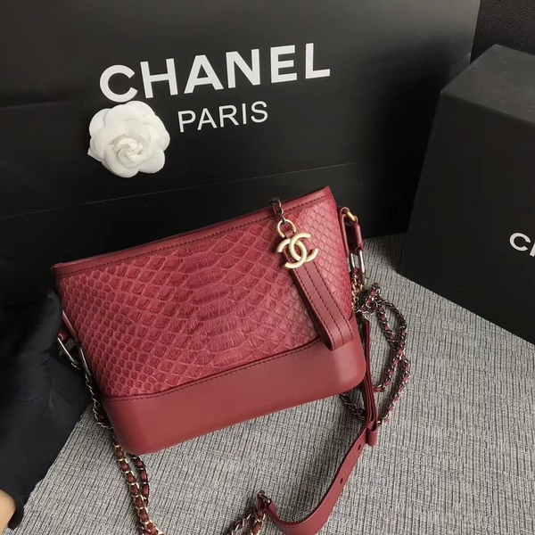 Chanel Gabrielle Mini Shoulder Bag Original Python Leather 8122A Marroon Chanel Gabrielle Mini Shoulder Bag Original Python Leather 8122A Marroon