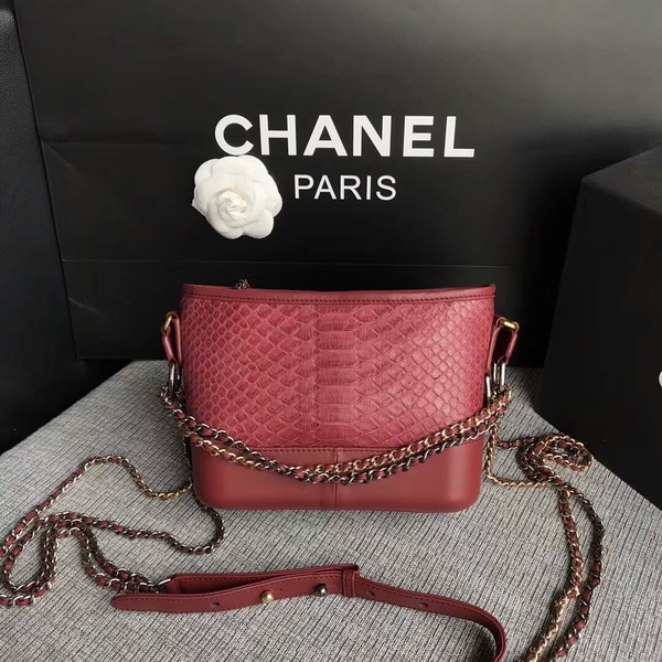 Chanel Gabrielle Mini Shoulder Bag Original Python Leather 8122A Marroon Chanel Gabrielle Mini Shoulder Bag Original Python Leather 8122A Marroon