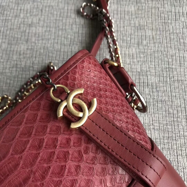 Chanel Gabrielle Mini Shoulder Bag Original Python Leather 8122A Marroon Chanel Gabrielle Mini Shoulder Bag Original Python Leather 8122A Marroon