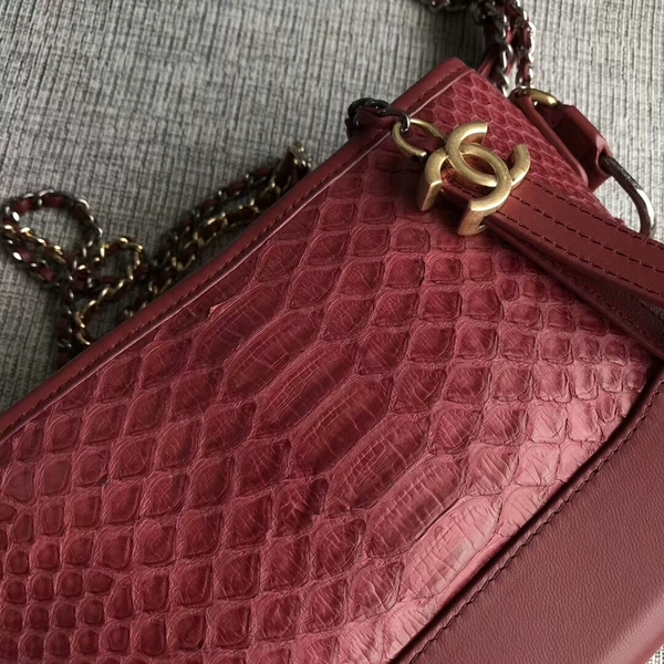 Chanel Gabrielle Mini Shoulder Bag Original Python Leather 8122A Marroon Chanel Gabrielle Mini Shoulder Bag Original Python Leather 8122A Marroon