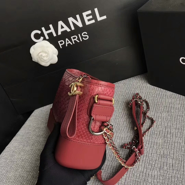 Chanel Gabrielle Mini Shoulder Bag Original Python Leather 8122A Marroon Chanel Gabrielle Mini Shoulder Bag Original Python Leather 8122A Marroon