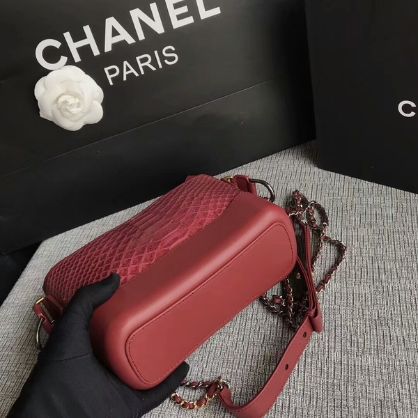 Chanel Gabrielle Mini Shoulder Bag Original Python Leather 8122A Marroon Chanel Gabrielle Mini Shoulder Bag Original Python Leather 8122A Marroon