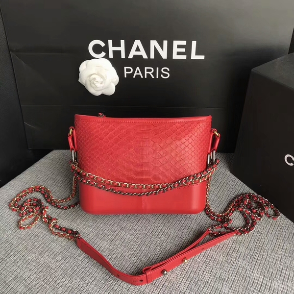 Chanel Gabrielle Mini Shoulder Bag Original Python Leather 8122A Red Chanel Gabrielle Mini Shoulder Bag Original Python Leather 8122A Red