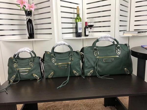 Balenciaga Giant City Gold Studs Handbag B084334 Green Balenciaga Giant City Gold Studs Handbag B084334 Green