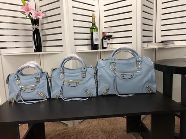 Balenciaga Giant City Gold Studs Handbag B084334 Light Blue Balenciaga Giant City Gold Studs Handbag B084334 Light Blue