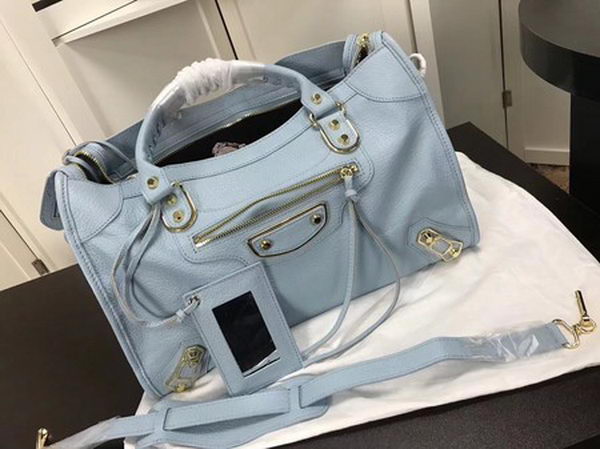 Balenciaga Giant City Gold Studs Handbag B084334 Light Blue Balenciaga Giant City Gold Studs Handbag B084334 Light Blue