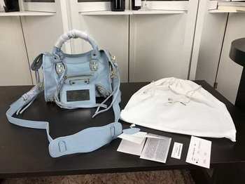 Balenciaga Giant City Gold Studs Handbag B084336 Light Blue Balenciaga Giant City Gold Studs Handbag B084336 Light Blue