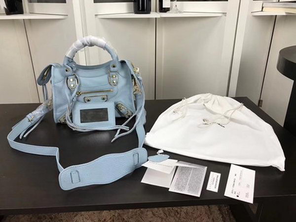 Balenciaga Giant City Gold Studs Handbag B084336 Light Blue Balenciaga Giant City Gold Studs Handbag B084336 Light Blue
