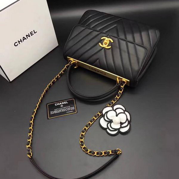 Chanel Classic Top Handle Bag Chevron Sheepskin Leather CHA2371 Black Chanel Classic Top Handle Bag Chevron Sheepskin Leather CHA2371 Black