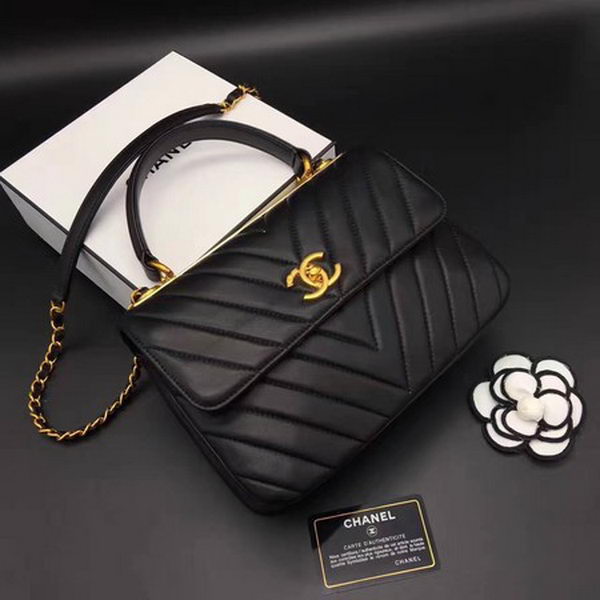 Chanel Classic Top Handle Bag Chevron Sheepskin Leather CHA2371 Black Chanel Classic Top Handle Bag Chevron Sheepskin Leather CHA2371 Black