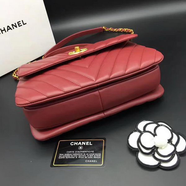 Chanel Classic Top Handle Bag Chevron Sheepskin Leather CHA2371 Red Chanel Classic Top Handle Bag Chevron Sheepskin Leather CHA2371 Red