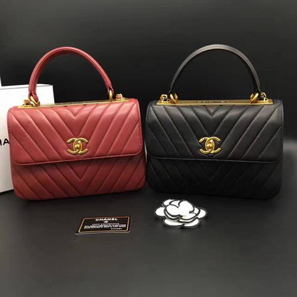 Chanel Classic Top Handle Bag Chevron Sheepskin Leather CHA2371 Red Chanel Classic Top Handle Bag Chevron Sheepskin Leather CHA2371 Red