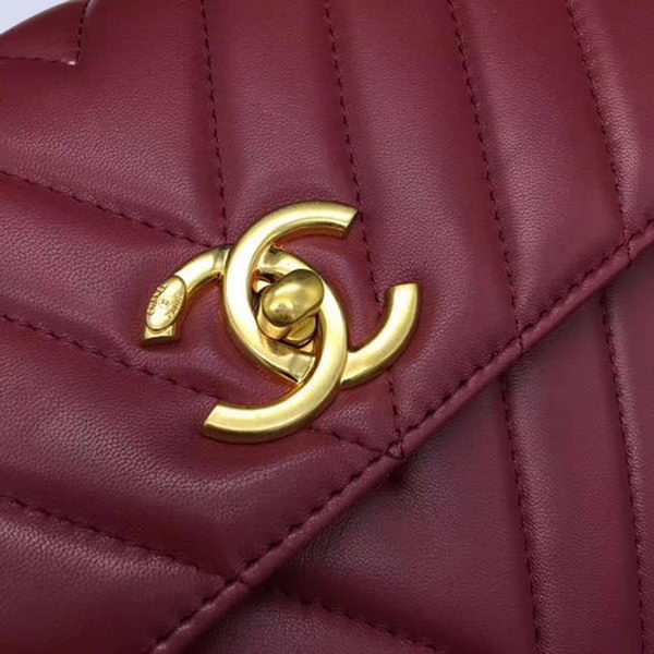 Chanel Classic Top Handle Bag Chevron Sheepskin Leather CHA2371 Red Chanel Classic Top Handle Bag Chevron Sheepskin Leather CHA2371 Red
