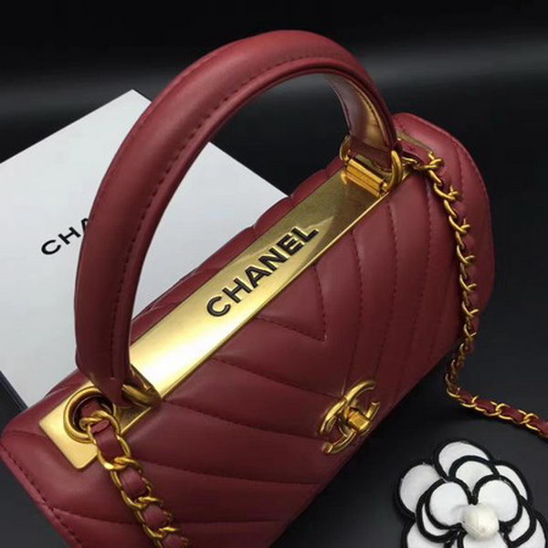 Chanel Classic Top Handle Bag Chevron Sheepskin Leather CHA2371 Red Chanel Classic Top Handle Bag Chevron Sheepskin Leather CHA2371 Red