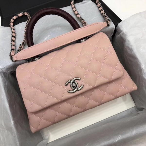 Chanel Classic Top Handle Bag Pink Cannage Pattern A92290 Red Chanel Classic Top Handle Bag Pink Cannage Pattern A92290 Red