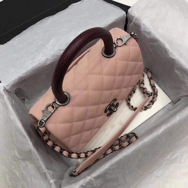 Chanel Classic Top Handle Bag Pink Cannage Pattern A92290 Red Chanel Classic Top Handle Bag Pink Cannage Pattern A92290 Red