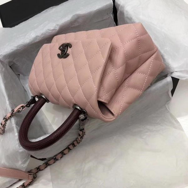 Chanel Classic Top Handle Bag Pink Cannage Pattern A92290 Red Chanel Classic Top Handle Bag Pink Cannage Pattern A92290 Red