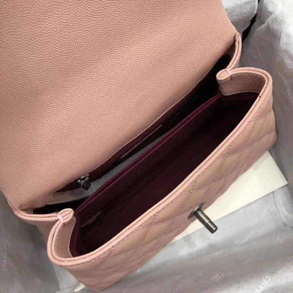 Chanel Classic Top Handle Bag Pink Cannage Pattern A92290 Red Chanel Classic Top Handle Bag Pink Cannage Pattern A92290 Red