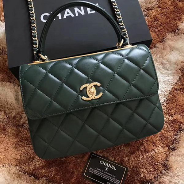 Chanel Classic Top Handle Bag Sheepskin Leather CHA2371 Deep Green Chanel Classic Top Handle Bag Sheepskin Leather CHA2371 Deep Green