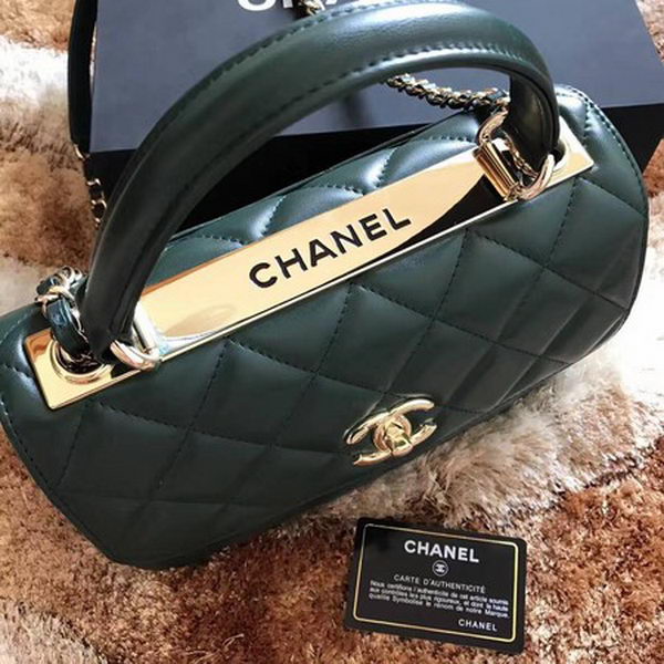 Chanel Classic Top Handle Bag Sheepskin Leather CHA2371 Deep Green Chanel Classic Top Handle Bag Sheepskin Leather CHA2371 Deep Green