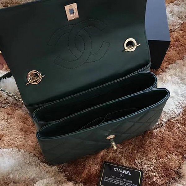 Chanel Classic Top Handle Bag Sheepskin Leather CHA2371 Deep Green Chanel Classic Top Handle Bag Sheepskin Leather CHA2371 Deep Green
