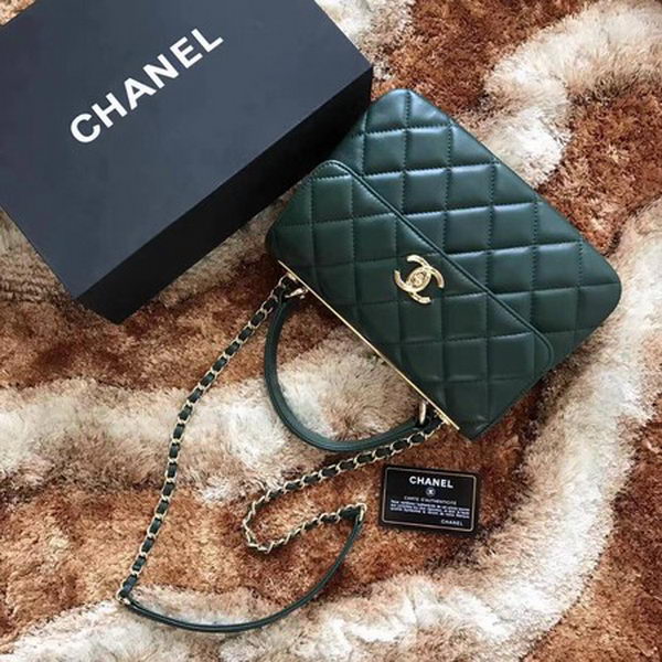 Chanel Classic Top Handle Bag Sheepskin Leather CHA2371 Deep Green Chanel Classic Top Handle Bag Sheepskin Leather CHA2371 Deep Green