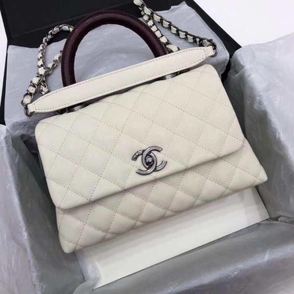 Chanel Classic Top Handle Bag White Cannage Pattern A92290 Red Chanel Classic Top Handle Bag White Cannage Pattern A92290 Red