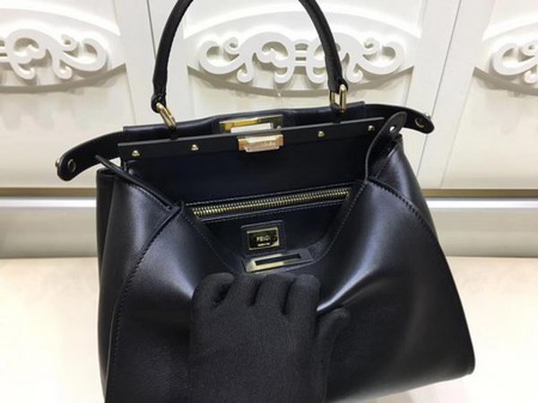 Fendi Peekaboo Small Bag Calfskin Leather FD26796 Black Fendi Peekaboo Small Bag Calfskin Leather FD26796 Black